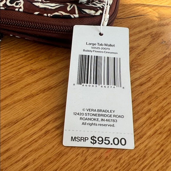 Vera Bradley large nylon tab wallet in the bubbly Flowers cinnamon pattern - Picture 9 of 9